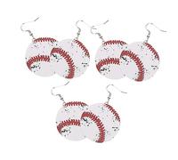 Pendientes de aro con diseño de estrella de béisbol para mujer