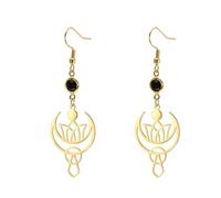 Pendientes de aro con flor de loto para mujer Piedra lunar Nuevos comienzos Meditación Reiki Sanación Buda Inspiración Yoga Joyería Regalo (A-oro)