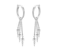 Pendientes de aro con forma de daga para mujer - Acero inoxidable hipoalergénico con forma de gota, sin perforación, cadena de espada, borla punk, hip hop, gótica, regalo de joyería, Medium, Acero