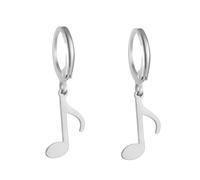 Pendientes de aro con nota musical Pendientes colgantes con clave de sol Joyería con temática musical Regalos de agradecimiento para profesores amantes de la música (corchea plata 2)