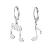 Pendientes de aro con nota musical Pendientes colgantes con clave de sol Joyería con temática musical Regalos de agradecimiento para profesores amantes de la música (Nota asimétrica plata 3)