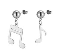 Pendientes de aro con nota musical Pendientes colgantes con clave de sol Joyería con temática musical Regalos de agradecimiento para profesores amantes de la música (Nota asimétrica plata 2)