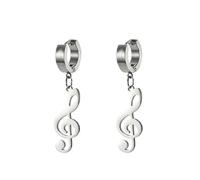 Pendientes de aro con nota musical Pendientes colgantes con clave de sol Joyería con temática musical Regalos de agradecimiento para profesores amantes de la música (plata)