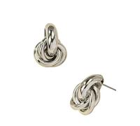 Pendientes de aro con nudo de color dorado y plateado para mujer, chapados en brillante, a la moda, bonitos aretes de tuerca para uso diario, talla única, Ágata