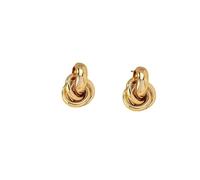 Pendientes de aro con nudo de color dorado y plateado para mujer, chapados en brillante, a la moda, bonitos aretes de tuerca para uso diario, talla única, Ágata
