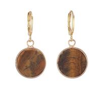 Pendientes De Aro con Piedra De Ojo De Tigre para Mujer, Pendientes De Aro Colgantes Redondos De Piedra Preciosa Natural Vintage, Joyería De Boda, Regalo para Damas Y Niñas.