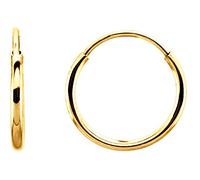 Pendientes de aro continuo, finos, 14 K, oro rosa, 10 - 24 mm (tubo de 1 mm)