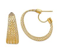 Pendientes de aro de 14 quilates con malla trenzada de rodio de 30 x 30,25 mm de ancho, 11,5 mm de grosor, para mujer