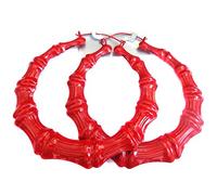 Pendientes de aro de bambú grandes, varios colores, 8,9 cm