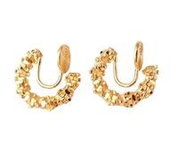 Pendientes de aro de clip para mujer, no perforados, dorados, plateados, grandes, cuadrados, trenzados, cómodos, con clip, Silicona, Sin piedra preciosa