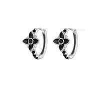 Pendientes de aro de corazón negro de plata de ley 925 con piedra de amor torcida, geniales for mujeres, regalo de cumpleaños y boda, joyería fina(1)