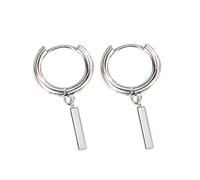 Pendientes de aro de diseño simple, elegantes pequeños accesorios de braga de barra de plata, adecuados para el uso diario, chicas adolescentes, フリーサイズ