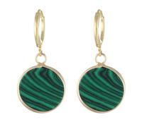 Pendientes De Aro De Malaquita para Mujer, Pendientes De Aro Colgantes Redondos De Piedra Preciosa Natural Vintage, Joyería De Boda, Regalo para Damas Y Niñas.