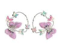 Pendientes de aro de mariposa de plata para mujer, aretes de mariposa floral 3D, joyería romántica de moda para uso diario, fiesta, cita nocturna
