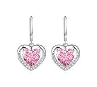 Pendientes de aro de moda, aretes de aro amarillos, circonita cúbica, estilo dulce, doble corazón, para mujer, joyería de graduación, 25x13.3MM, Base chapada en oro rosa, Circonia cúbica
