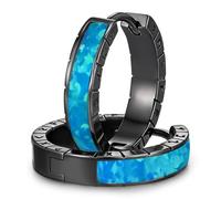 Pendientes de aro de ópalo, plata de ley 925 Pendientes Vikingos Hombre, Aros Vikingos Pendientes Runas Joyas para Hombre Mujer