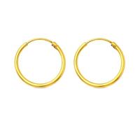 Pendientes de aro de oro amarillo fino de 18 quilates con certificado real y diseño divino