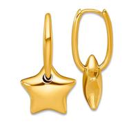 Pendientes de aro de oro amarillo macizo de 14 quilates con diseño de estrella pulida de 21,9 x 11,8 mm de ancho, 1,3 mm de grosor, regalo de joyería para mamá, talla única, Metal, Sin piedra preciosa