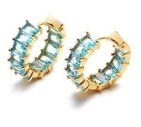 Pendientes de aro de oro de cristal para mujer, chapados en oro de 18 quilates, aretes personalizados, hipoalergénicos, exquisitos regalos de joyería, one size, Cobre, Sin piedra preciosa