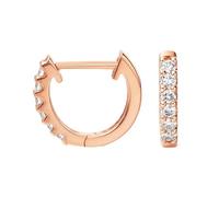 Pendientes de aro de oro rosa, aretes clásicos de 9 K/14 K/18 K con diamante de 0,25 quilates, Metal, Diamante