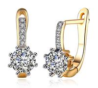 Pendientes de aro de oro rosa de 14 quilates para mujer, con elementos de cristal multicolor, joyería nupcial de moda, 0, Metal, Sin gemas