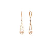 Pendientes de aro de oro rosa para mujer con colgante de gota de agua hueca, Metal, No es una piedra preciosa