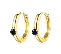 Pendientes de aro de plata 925, aretes ligeros con circonita cúbica, forma redonda, plata y oro, joyería para cartílago y tragus, 1.3CM, Circonia cúbica