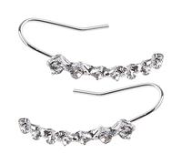 Pendientes de aro de plata 925 con incrustaciones de 7 cristales, aretes de aro de plata 925 con clip para regalos, collares, soportes de exhibición para espectáculos