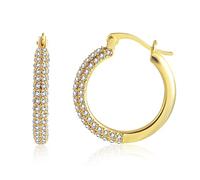 Pendientes de Aro de Plata 925 para Mujer Con Piedras Brillantes y Corazón - Pequeños Huggie para Cartílago