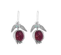 Pendientes de aro de plata con diseño único de granada dorada para mujer, aretes de gancho para mujer, joyería de moda, regalos para ella roscada, talla única, Metal