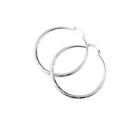 Pendientes de aro de plata con patrón geométrico, talla única, Metal, Sin piedra preciosa