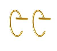 Pendientes de aro de plata de ley 925 con barra en T, pequeños y minimalistas, para cartílago, aretes geométricos para mujeres y niñas, orejas sensibles, chapados en oro de 14 quilates, S, Plata de