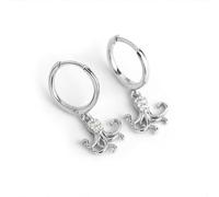 Pendientes de aro de Plata de Ley 925 forma de pulpo regular, joyería Individual, joyería única mujer