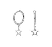 Pendientes de aro de plata de ley calada con estrella de cinco puntas para mujer, Metal