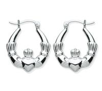 Pendientes de aro de plata de ley Claddagh criolla, plata maciza 925
