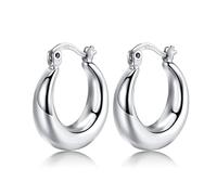 Pendientes de aro de plata de ley para mujer, pequeños aretes de aro gruesos de plata, hipoalergénicos, con bisagras, joyería para niñas y hombres, Plata de ley, No es una piedra preciosa