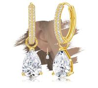 Pendientes de aro de plata de ley y oro con colgante de gota para mujer, hipoalergénicos, con dijes de circonita cúbica de moda, regalo de moda para ella
