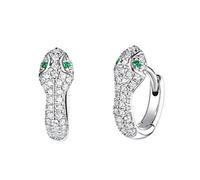 Pendientes de aro de plata esterlina Ojos de circón verde serpiente Joyería Bling Bling Jewelry para niñas Damas Mujeres