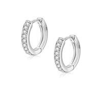 Pendientes de aro de plata para las mujeres，Pendientes de aro de plata de ley 925 con circonio cúbico，Oro amarillo/oro blanco/oro rosa/oro chapado en oro Pendientes (8/10/12mm）