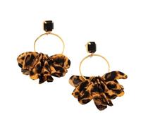 Pendientes de aro de tela con estampado de leopardo para mujer, añade encanto a cualquier atuendo, Tela