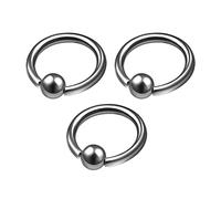 Pendientes de aro de titanio G23 de 16 g de cuentas cautivas, joyería de tabique para cejas, cartílago, tragus, nariz de 3 mm, más opciones, Titanio, Sin gemas.