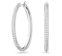Pendientes de aro Dextera, Pavé, Grandes, Blancos, Baño de rodio OS