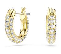 Pendientes de aro Dextera, Pavé, Mini, Blancos, Acabado en oro de 18 quilates OS
