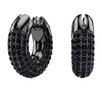Swarovski Pendientes de aro Dextera, Pequeños, Negros, Baño de rutenio