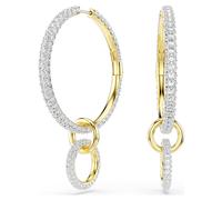 Pendientes de aro Dextera, Talla redonda, Blancos, Acabado en oro de 18 quilates OS