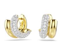 Pendientes de aro Dextera, Talla redonda, Mini, Blancos, Acabado en oro de 18 quilates OS