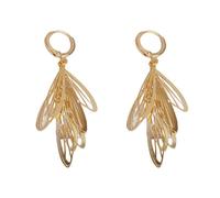 Pendientes de aro dorados con borlas de alas para mujer, pendientes de champán, 5, Metal, Sin piedra preciosa
