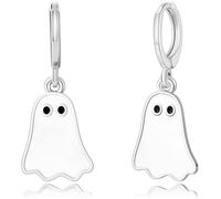 Pendientes de aro dorados con diseño de fantasma, bonitos aretes de gota de Halloween, Zinc, Sin piedra preciosa