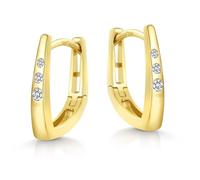 Pendientes de aro elegantes con 3 circonitas SJR 236, oro 333, sin níquel, diámetro aprox. 10 mm, Durchmesser 10mm, Oro amarillo, Sin piedra preciosa