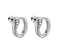 Pendientes de Aro en Forma de Cobra para Mujer, Aleación con Cristal Negro, Diseño de Serpiente, Joyas de Moda para Uso Diario